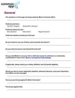 Miami University (Ohio) First Year Questions