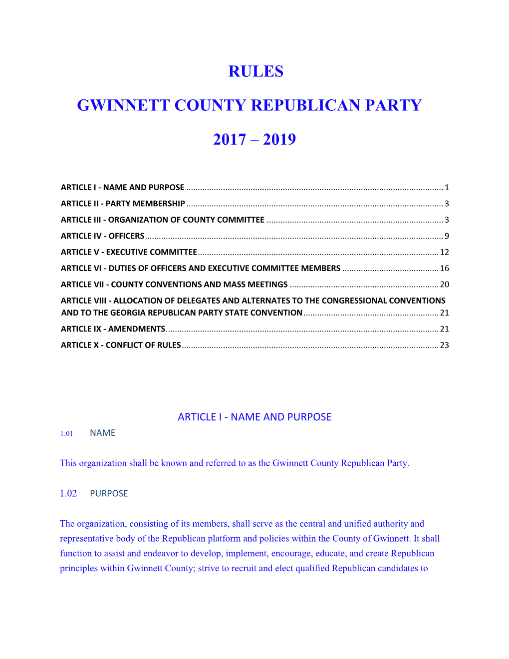 Rules Gwinnett County Republican Party 2017