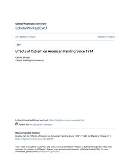 Effects of Cubism on American Painting Since 1914