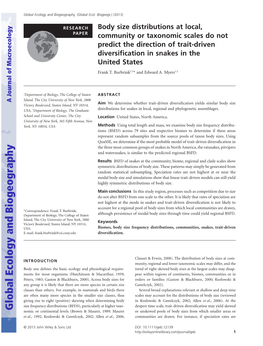 Body Size Distributions at Community, Regional Or Taxonomic Scales Do Not