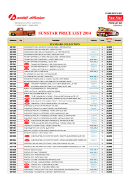 Sunstar Price List 2014