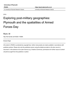 Exploring Post-Military Geographies: Plymouth and the Spatialities of Armed Forces Day