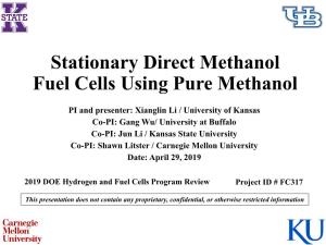 Stationary Direct Methanol Fuel Cells Using Pure Methanol