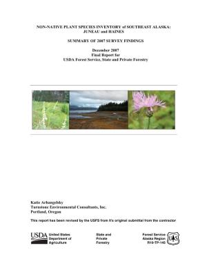 NON-NATIVE PLANT SPECIES INVENTORY of SOUTHEAST ALASKA: JUNEAU and HAINES