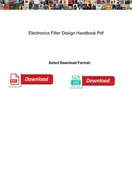 Electronics Filter Design Handbook Pdf