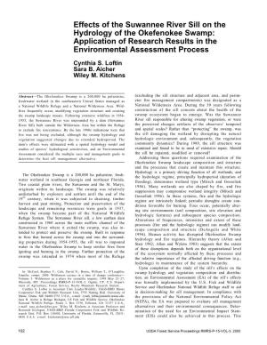 Effects of the Suwannee River Sill on the Hydrology of the Okefenokee Swamp: Application of Research Results in the Environmental Assessment Process