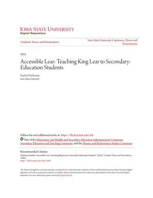 Accessible Lear: Teaching King Lear to Secondary-Education Students" (2012)