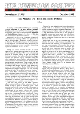 Newsletter 211995 October 1995 Time Marches on - from the Middle Distance P