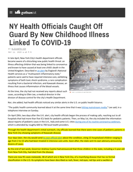 Gothamist NY Health Officials Caught Off Guard by New Childhood