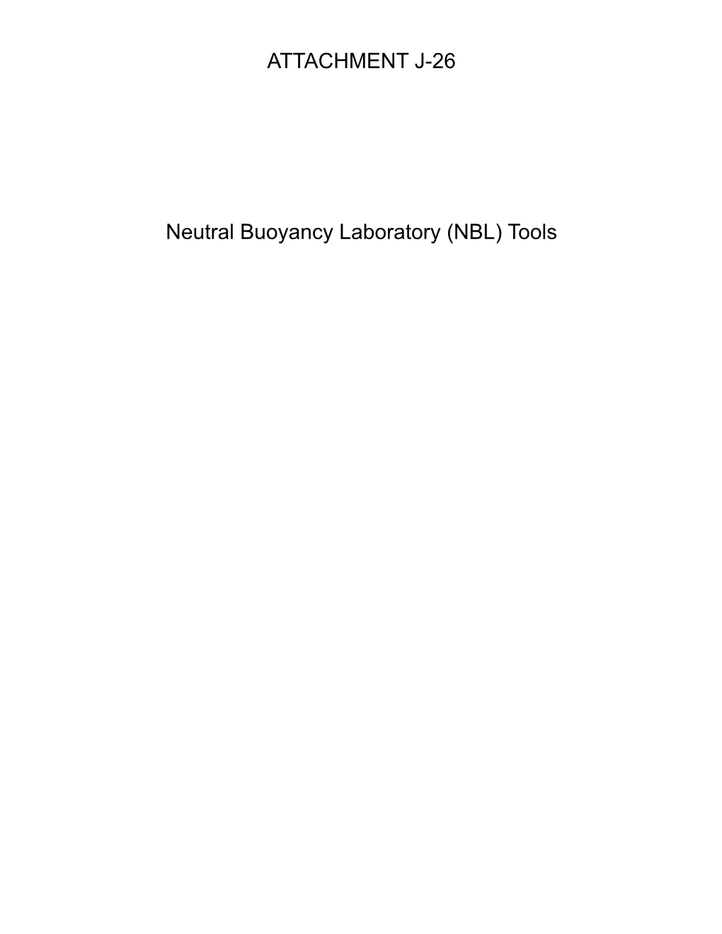 Neutral Buoyancy Laboratory (NBL) Tools