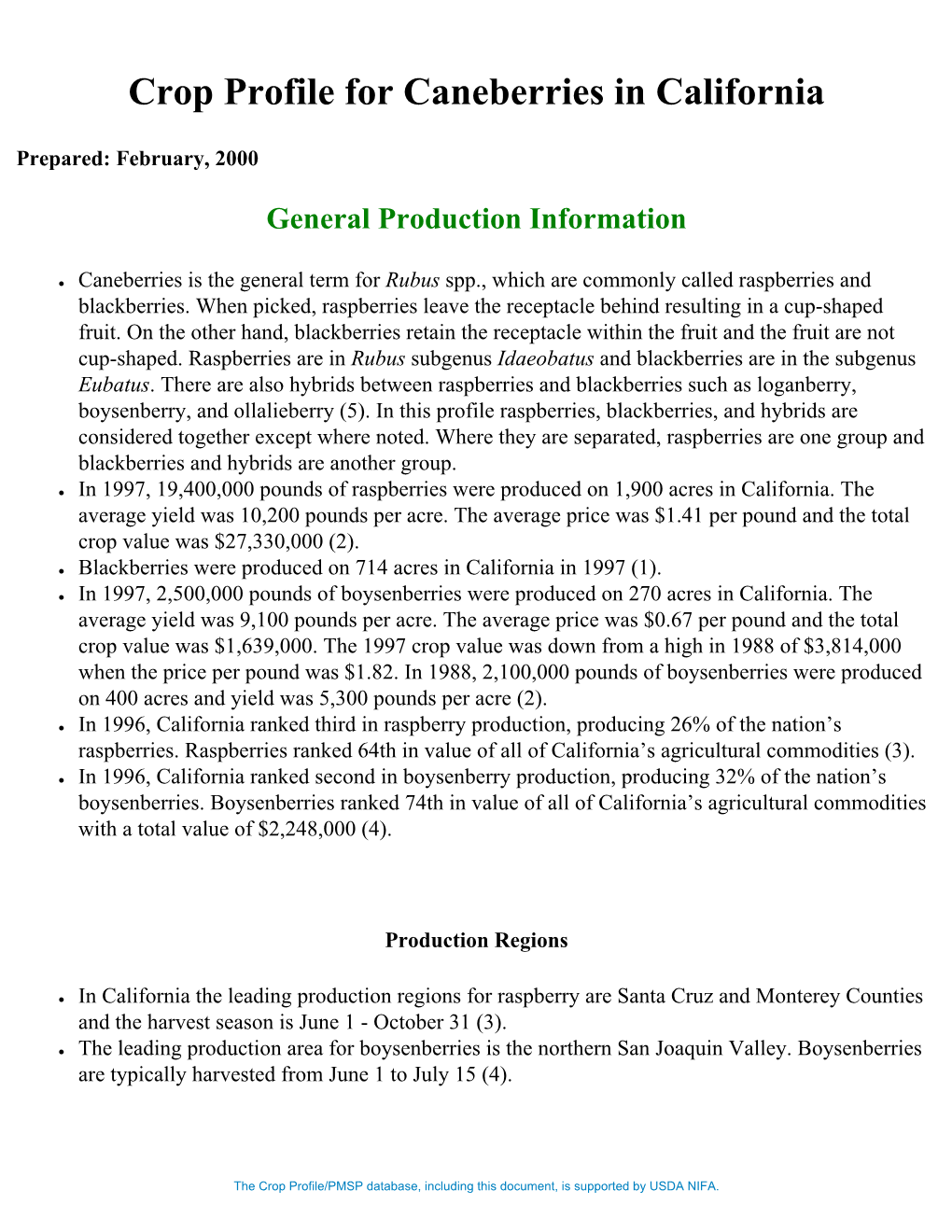 Crop Profile for Caneberries in California