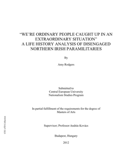 A Life History Analysis of Disengaged Northern Irish