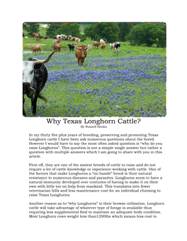 Why Texas Longhorn Cattle? by Russell Hooks
