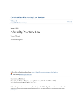 Admiralty/Maritime Law Wayne F