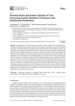 Parental Stress and Family Quality of Life: Surveying Family Members of Persons with Intellectual Disabilities