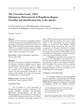 Hemiptera: Heteroptera) of Magallanes Region: Checklist and Identification Key to the Species