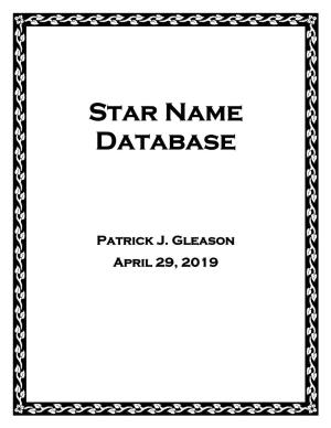 Star Name Database