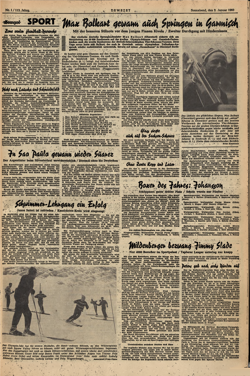 Nr. 1/113. Jahrg. DE WEZET Sonnabend, Den 2. Januar 1960