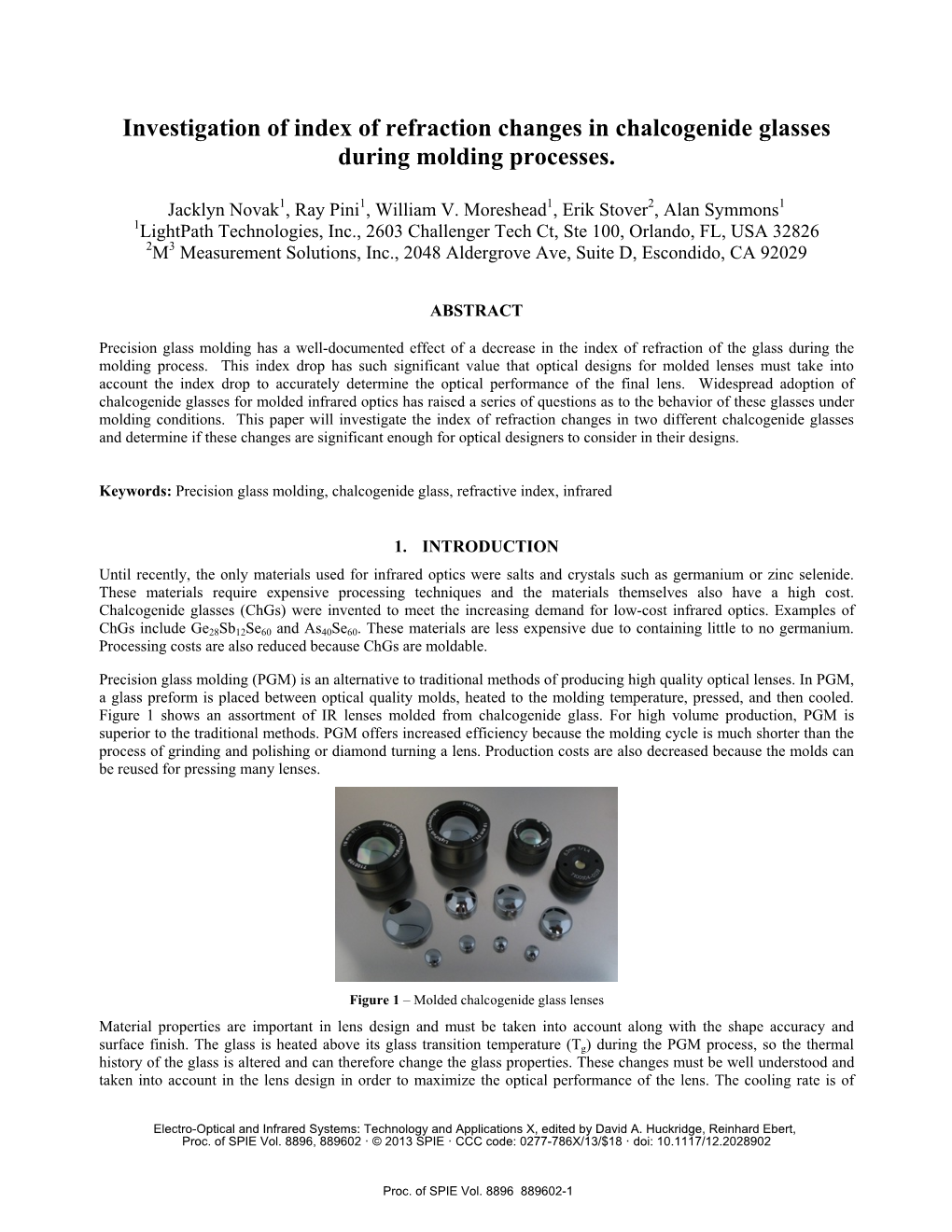 Investigation of Index of Refraction Changes in Chalcogenide Glasses During Molding Processes