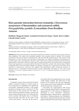 Short Notes Host–Parasite Interaction Between Trematode, Clinostomum