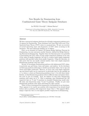 New Results for Domineering from Combinatorial Game Theory Endgame Databases