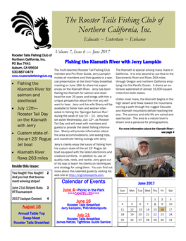 The Rooster Tails Fishing Club of Northern California, Inc. Educate ~ Entertain ~ Enhance