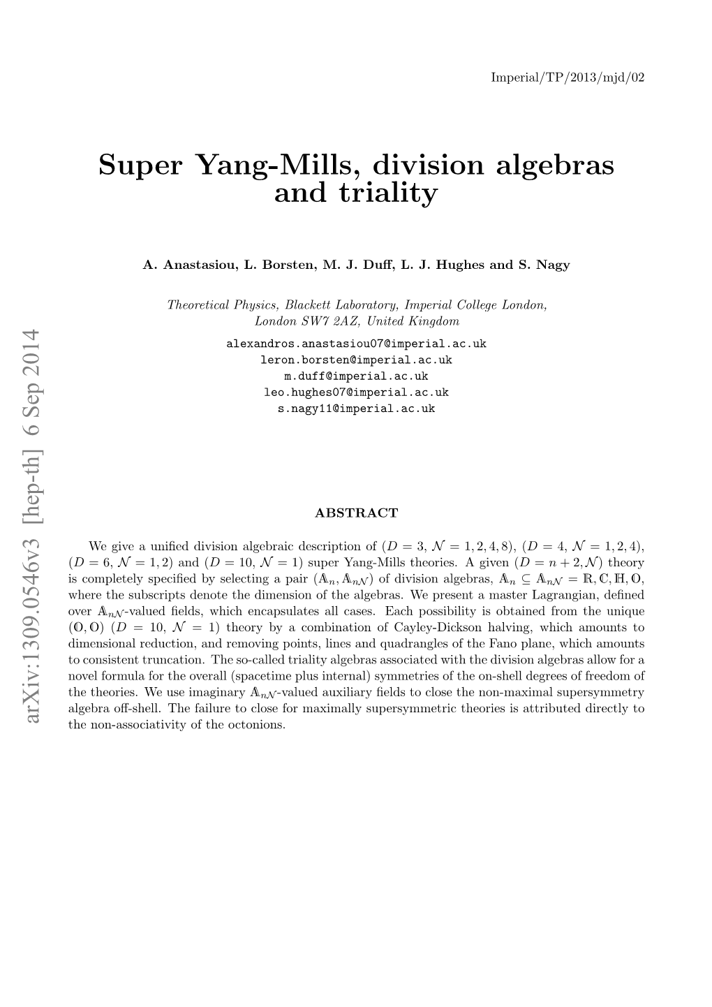 Super Yang-Mills, Division Algebras and Triality