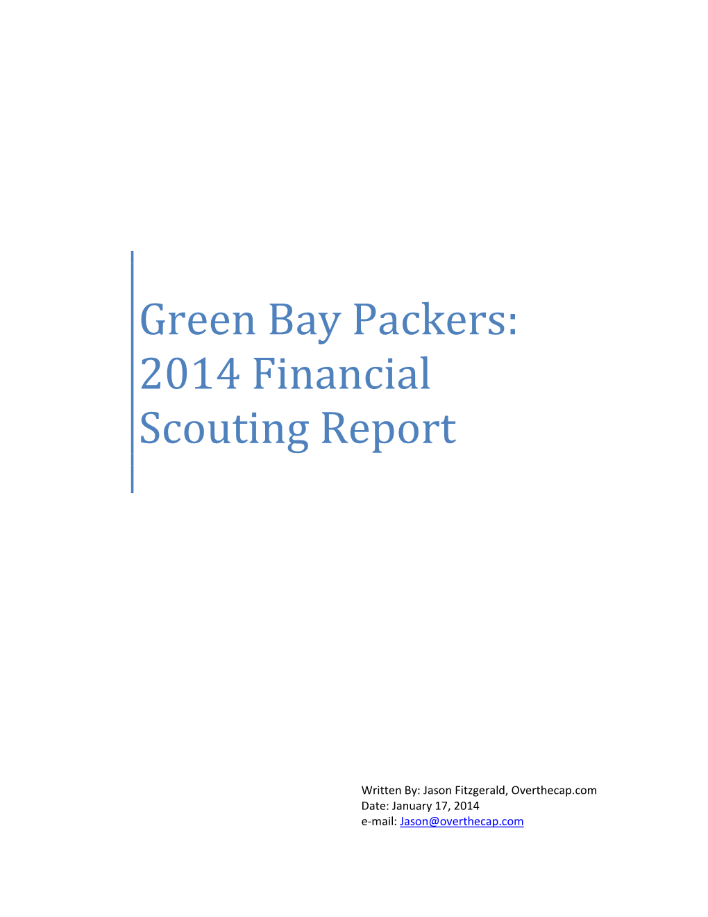 Green Bay Packers: 2014 Financial Scouting Report