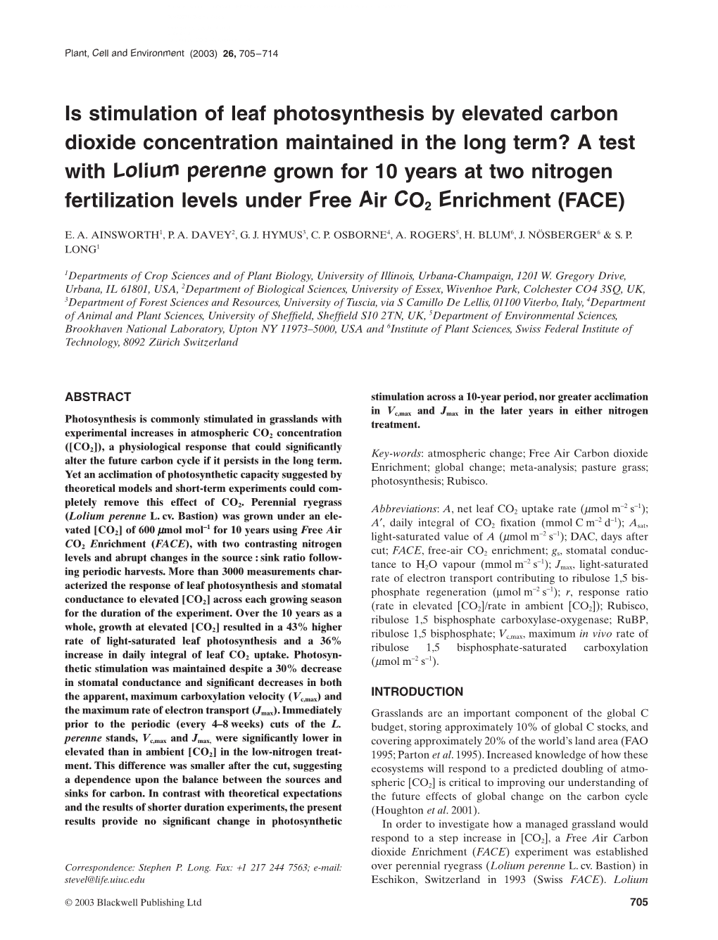 Is Stimulation of Leaf Photosynthesis by Elevated Carbon Dioxide