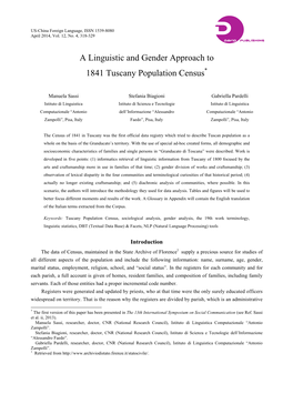 A Linguistic and Gender Approach to 1841 Tuscany Population Census*