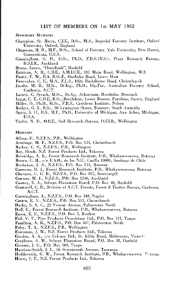 LIST of MEMBERS on 1St MAY 1962