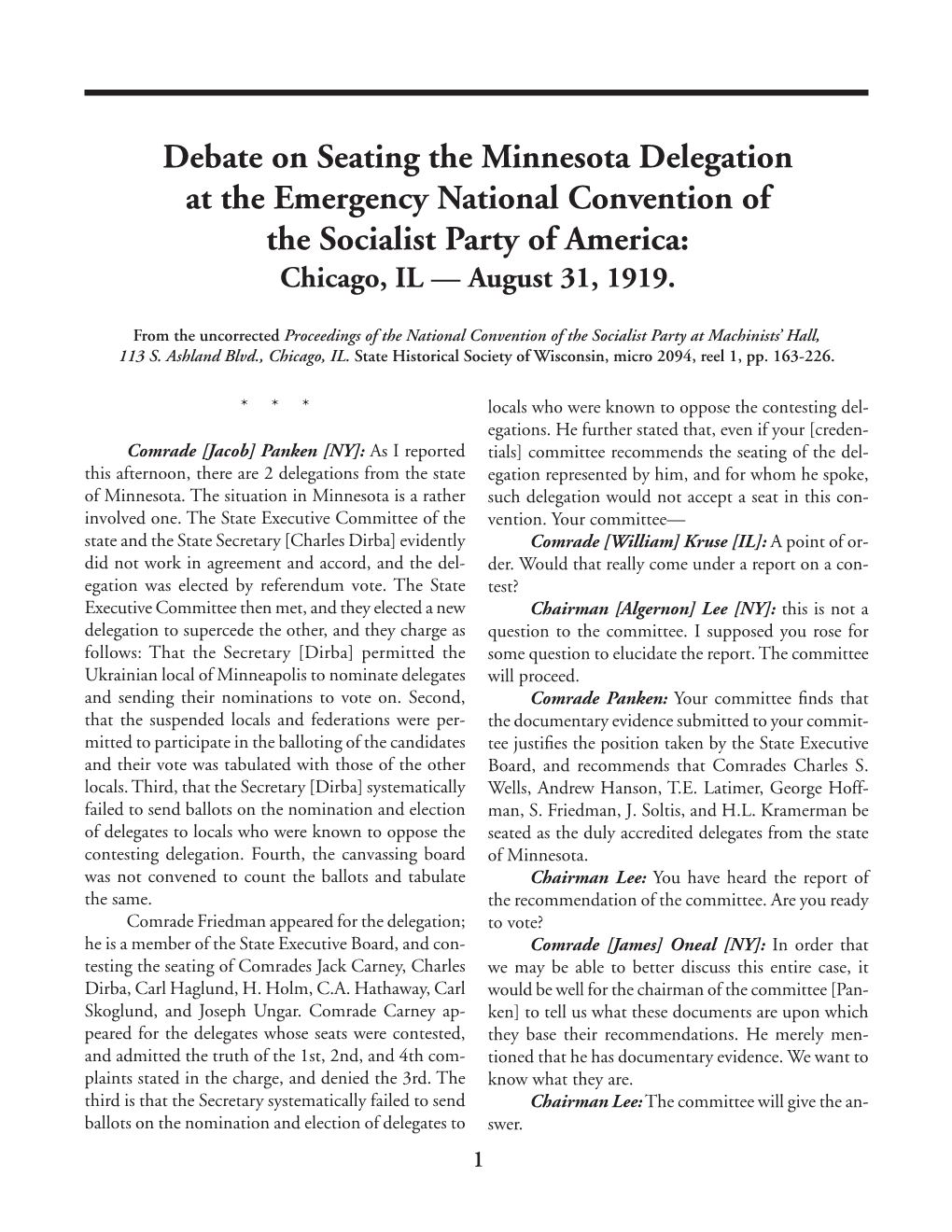 Debate on Seating the Minnesota Delegation [Aug