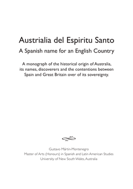 Austrialia Del Espiritu Santo a Spanish Name for an English Country