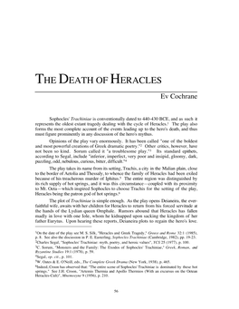 THE DEATH of HERACLES Ev Cochrane