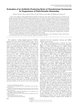 Evaluation of an Antibiotic-Producing Strain of Pseudomonas Fluorescens