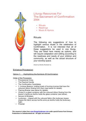 Liturgy Resources for the Sacrament of Confirmation 2004
