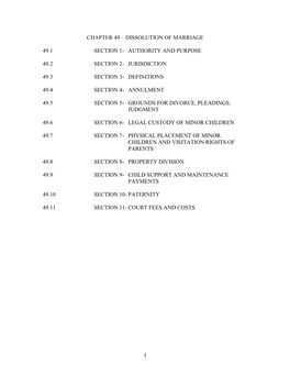 Chapter 49 – Dissolution of Marriage
