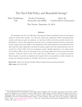 The One-Child Policy and Household Savings∗