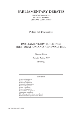 Parliamentary Buildings (Restoration and Renewal) Bill