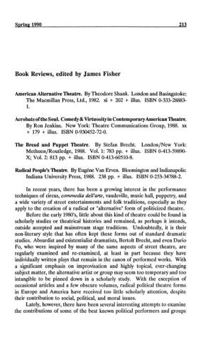 Book Reviews, Edited by James Fisher