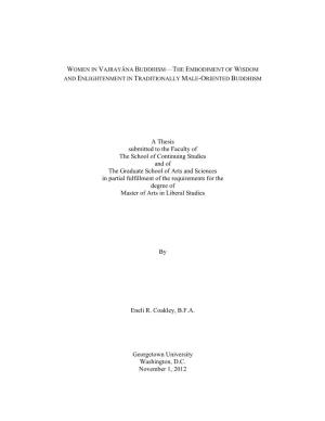 A Thesis Submitted to the Faculty of the School of Continuing Studies and of the Graduate School of Arts and Sciences in Partial