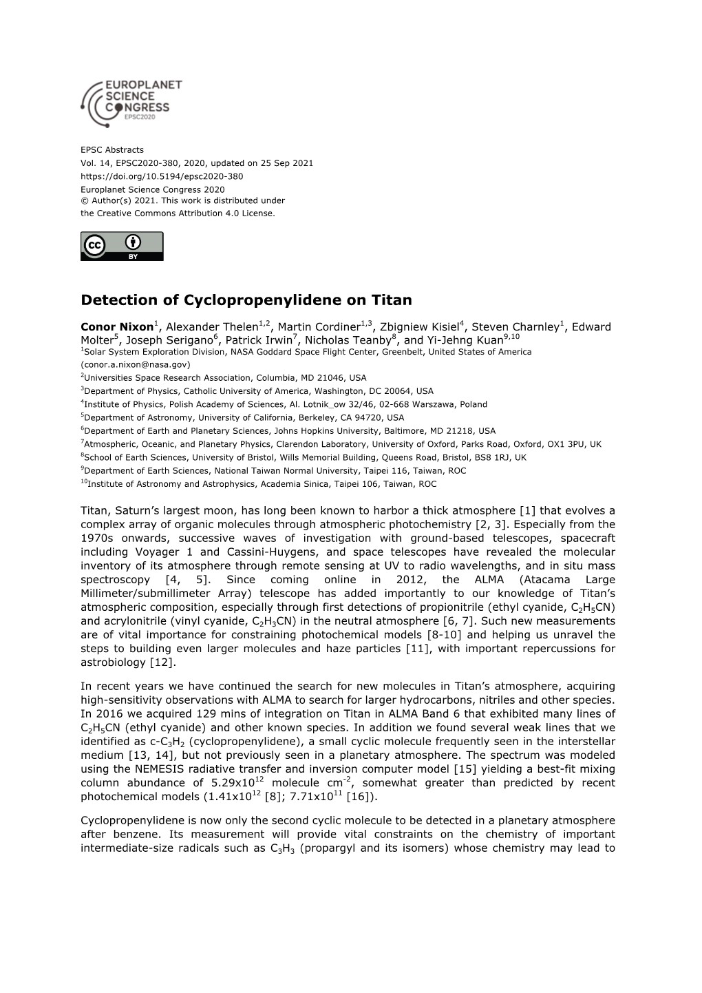 Detection of Cyclopropenylidene on Titan