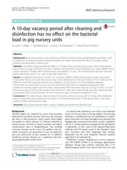 A 10-Day Vacancy Period After Cleaning and Disinfection Has No Effect on the Bacterial Load in Pig Nursery Units K