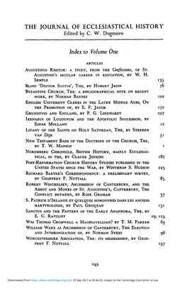 The Journal of Ecclesiastical History