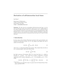 Derivatives of Self-Intersection Local Times