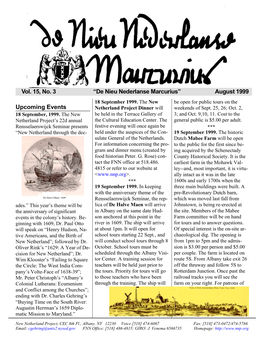 De Nieu Nederlanse Marcurius” August 1999 18 September 1999