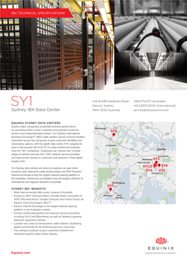 Sydney IBX Data Center NSW 2020 Australia Servicedesk@Equinix.Com