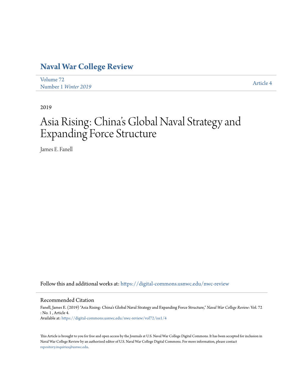 China's Global Naval Strategy and Expanding Force Structure