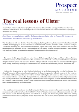 The Real Lessons of Ulster by Dean Godson
