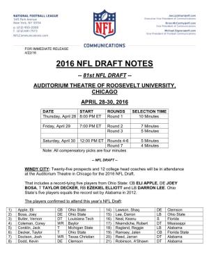 2016 Nfl Draft Notes
